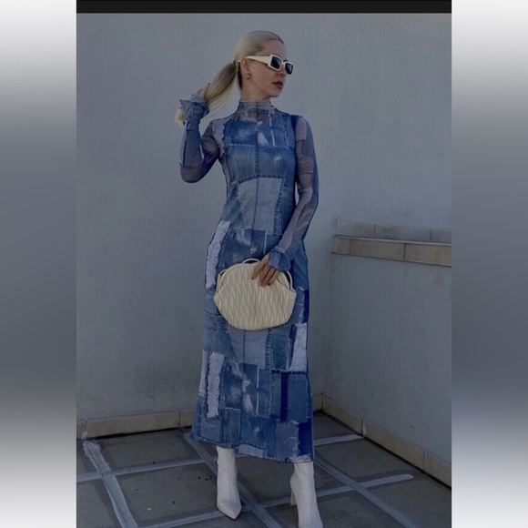 ZARA BLOGGERS FAV PATCHWORK WORK TULLE DRESS - Picture 8 of 14